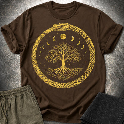 Ouroboros Moon Tree Unisex T-Shirt - Ouroboros Moon Tree Unisex T-Shirt - Dark Chocolate