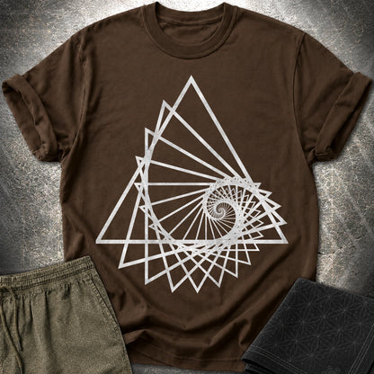 Spiralling Triangle Geometric T-Shirt - Spiralling Triangle Geometric T-Shirt - Dark Chocolate