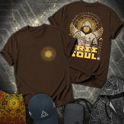 Free Soul Tetrahedron 2 Sided T-Shirt - Free Soul Tetrahedron 2 Sided T-Shirt - Dark Chocolate