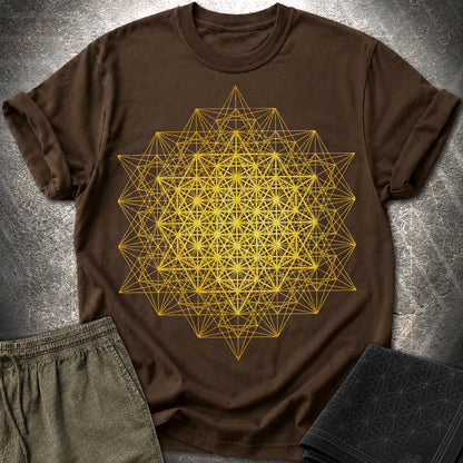 64 Tetrahedron Metatron Grid - 64 Tetrahedron Metatron Grid T-Shirt - Dark Chocolate