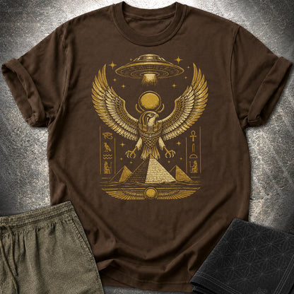 Falcon Guardian Beneath the Starship - Falcon Guardian Beneath the Starship T-Shirt - Dark Chocolate