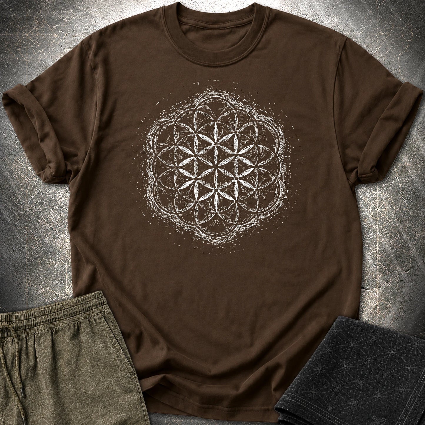 Quantum Flower of Life Shirt T-Shirt - Quantum Flower of Life Shirt T-Shirt - Dark Chocolate