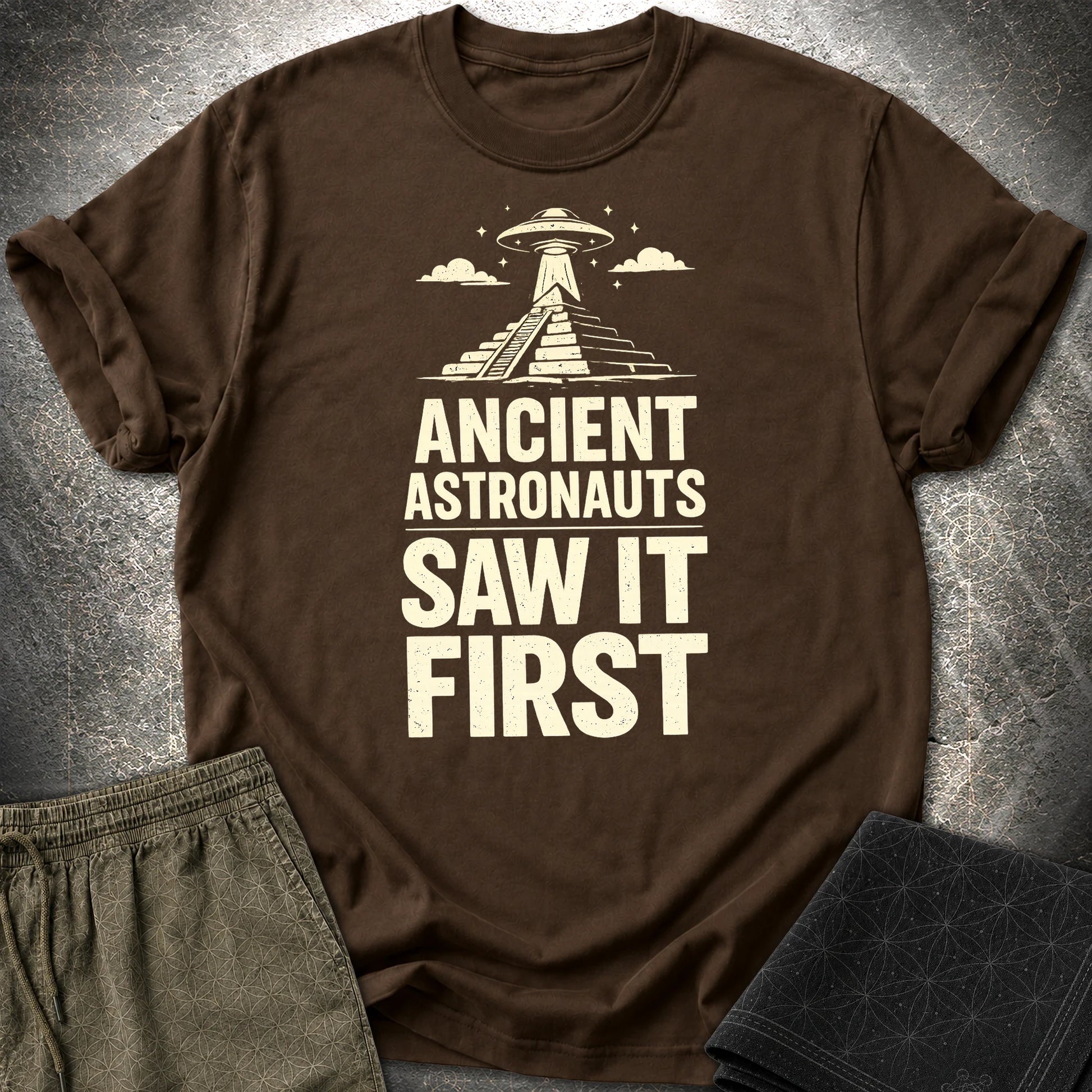 Ancient Astronaut Saw It First - Ancient Astronaut Saw It First T-Shirt - Dark Chocolate