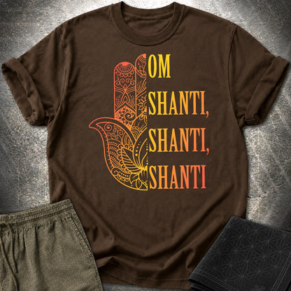 Hamsa Om Shanti T-Shirt - Hamsa Om Shanti T-Shirt - Dark Chocolate