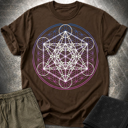 White Metatron Gradient Flower T-Shirt - White Metatron Gradient Flower T-Shirt - Dark Chocolate