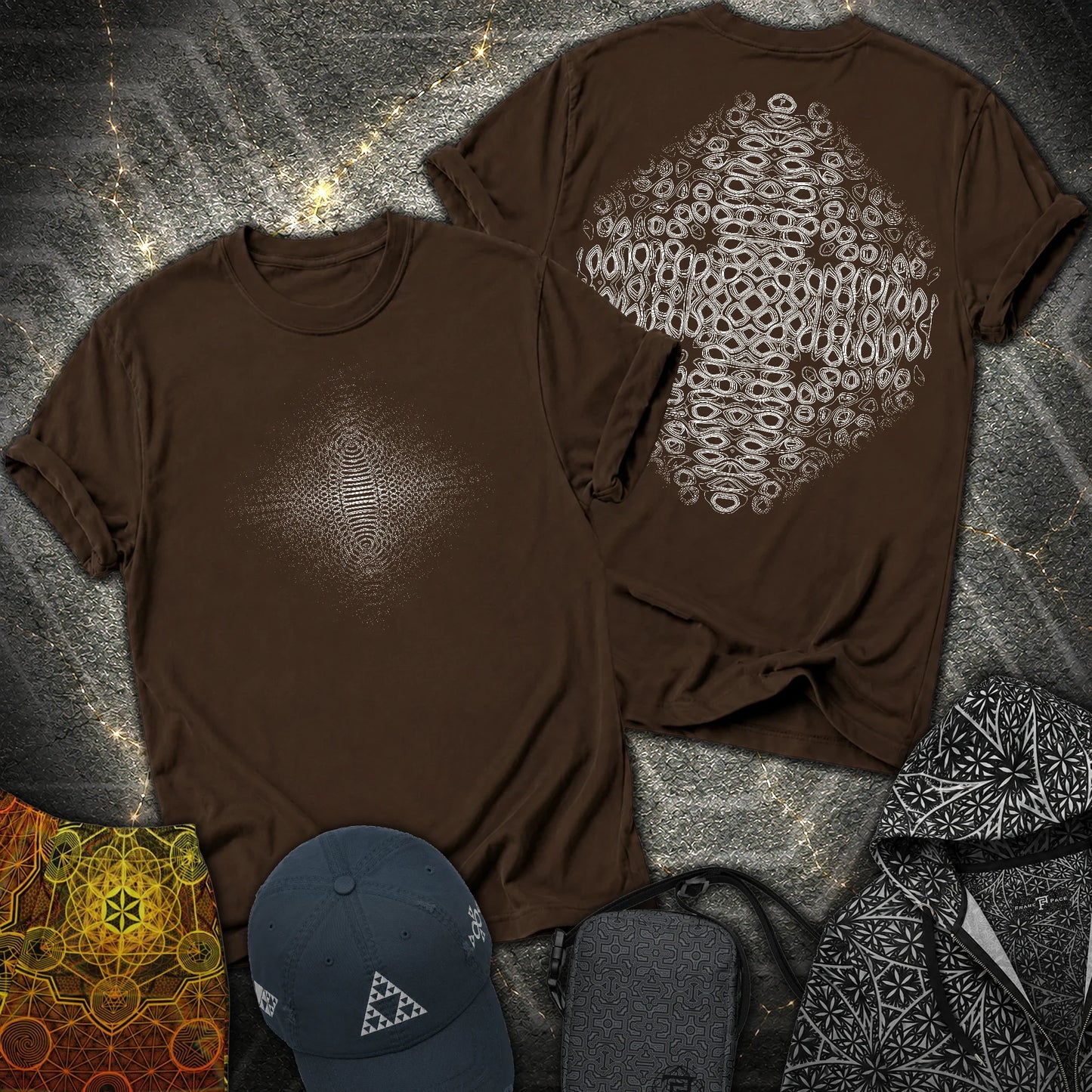 Cymatic Frequency 2 Sided T-Shirt - Cymatic Frequency 2 Sided T-Shirt - Dark Chocolate