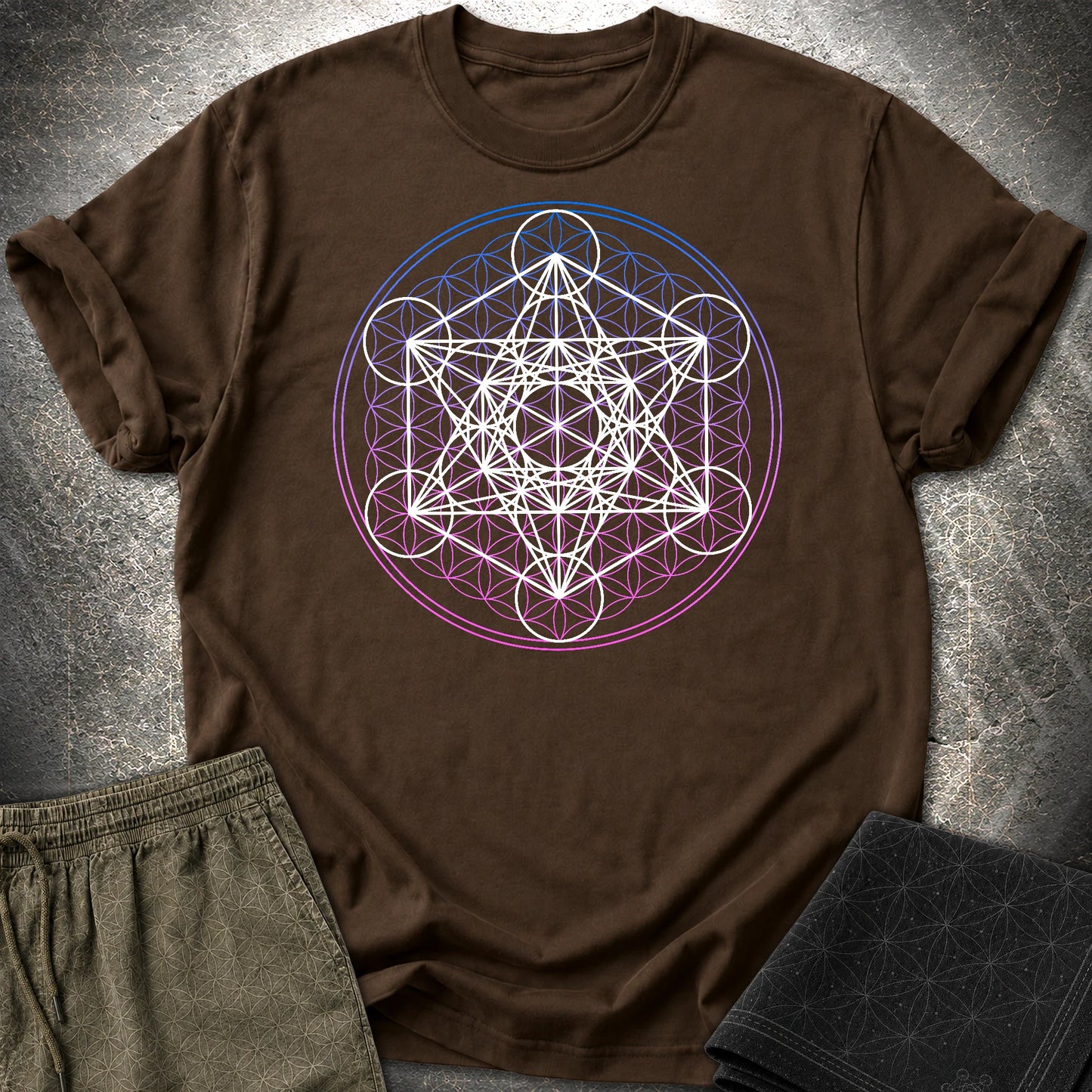 White Metatron Gradient Flower T-Shirt - White Metatron Gradient Flower T-Shirt - Dark Chocolate