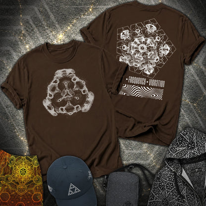 Cymatics, Energy Frequency Vibration Fluid 2 Sided T-Shirt - Cymatics, Energy Frequency Vibration Fluid 2 Sided T-Shirt - Dark Chocolate