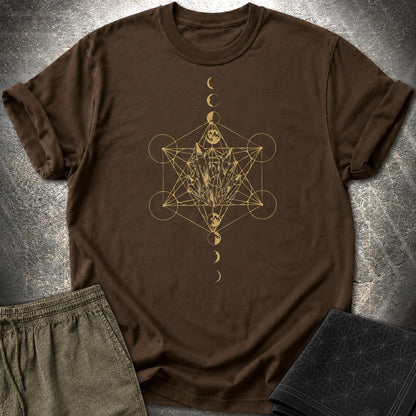 Metatron Crystal Moon Phases - Metatron Crystal Moon Phases T-Shirt - Dark Chocolate