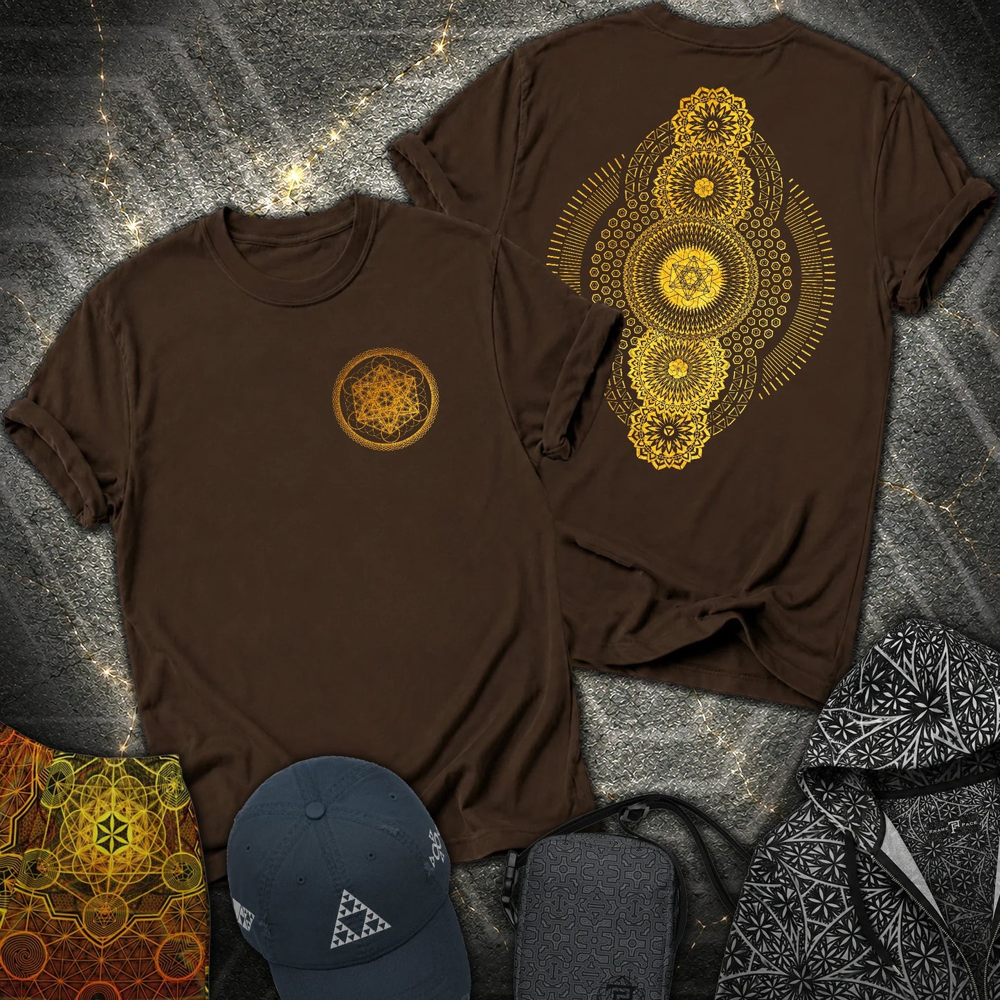 Metatron Geometric Universe 2 Sided T-Shirt - Metatron Geometric Universe 2 Sided T-Shirt - Dark Chocolate