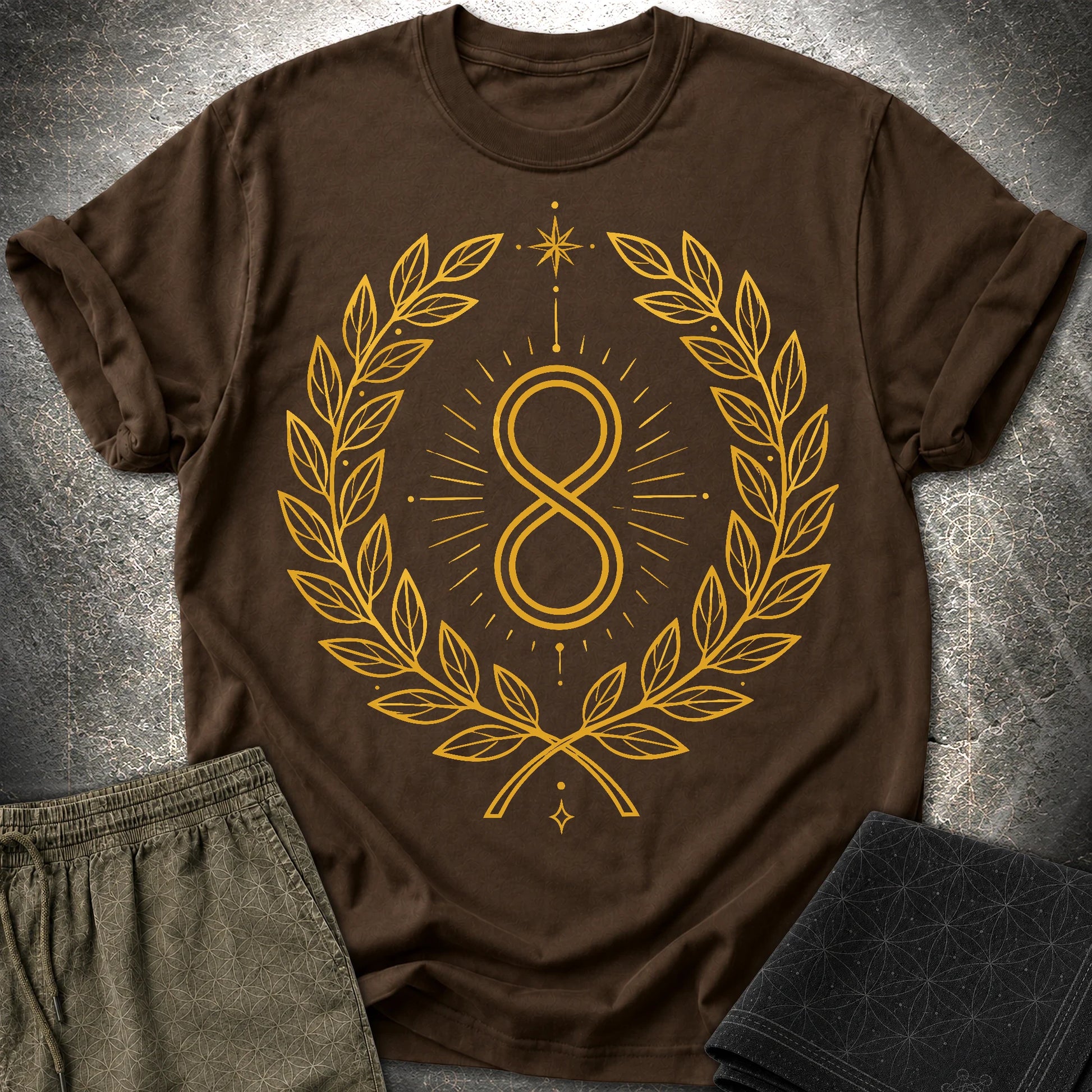 888 Infinity Wreath Unisex T-Shirt - 888 Infinity Wreath Unisex T-Shirt - Dark Chocolate