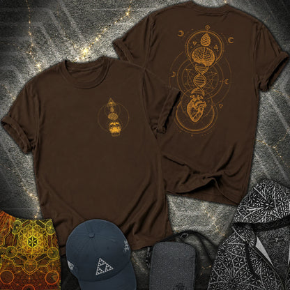 Tools Of The Trade Brain-Heart Coherence 2 Sided T-Shirt - Tools Of The Trade Brain-Heart Coherence 2 Sided T-Shirt - Dark Chocolate