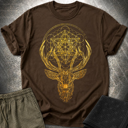 Metatron's Cube Deer T-Shirt - Metatron's Cube Deer T-Shirt - Dark Chocolate