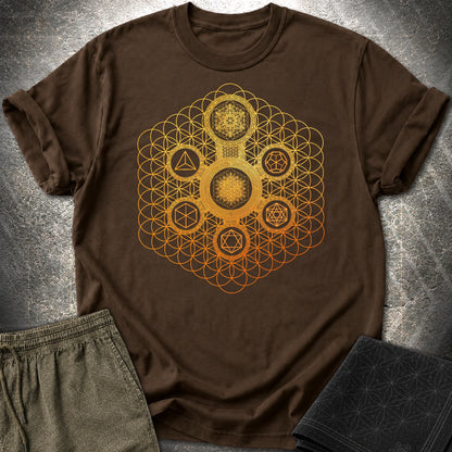 Metatron's Platonic Solids T-Shirt - Metatron's Platonic Solids T-Shirt - Dark Chocolate