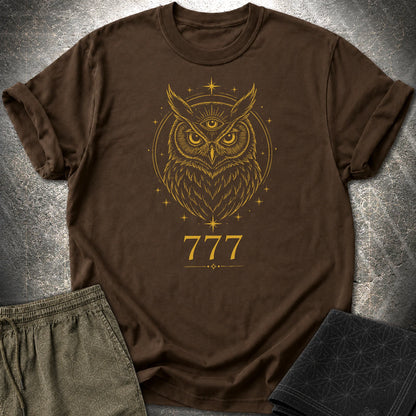 777 Mystic Owl T-Shirt - 777 Mystic Owl T-Shirt - Dark Chocolate
