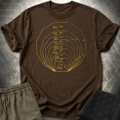 Regular Polygons Mathematical Art T-Shirt - Regular Polygons Mathematical Art T-Shirt - Dark Chocolate