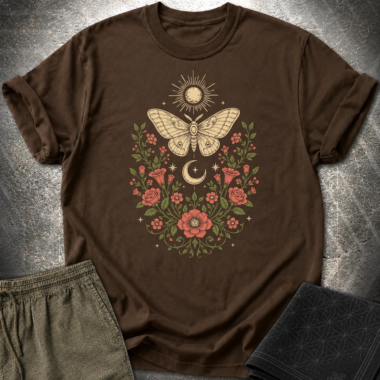 Sun Moon Moth - Sun Moon Moth T-Shirt - Dark Chocolate