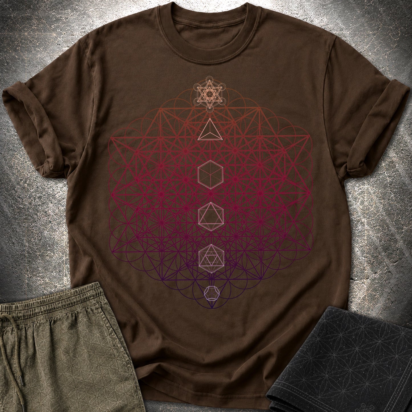 64 Tetrahedron Platonic Solids Metatron T-Shirt