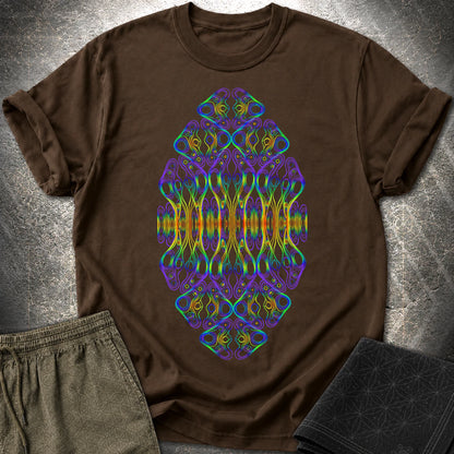 Psychedelic Rainbow Trippy Kaleidoscope Rave T-Shirt - Psychedelic Rainbow Trippy Kaleidoscope Rave T-Shirt - Dark Chocolate