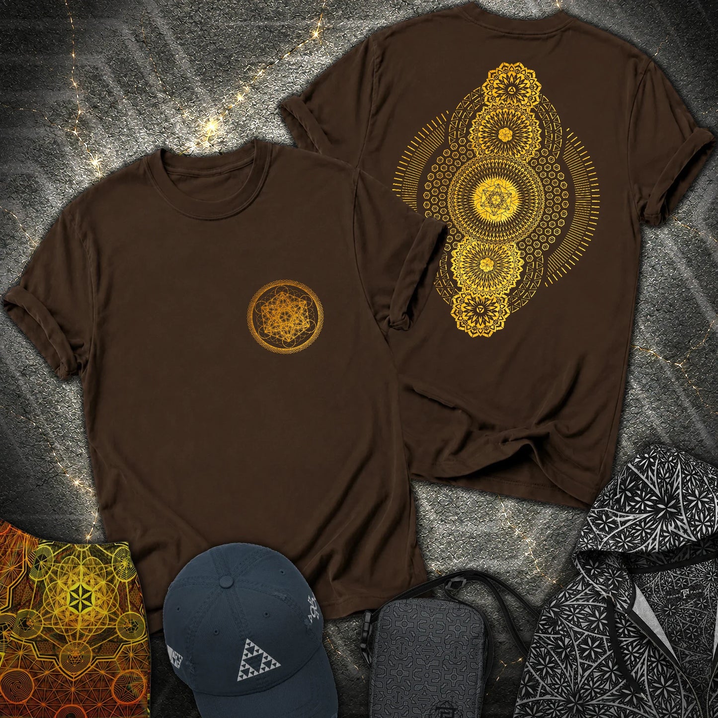 Metatron Geometric Universe 2 Sided T-Shirt - Metatron Geometric Universe 2 Sided T-Shirt - Dark Chocolate