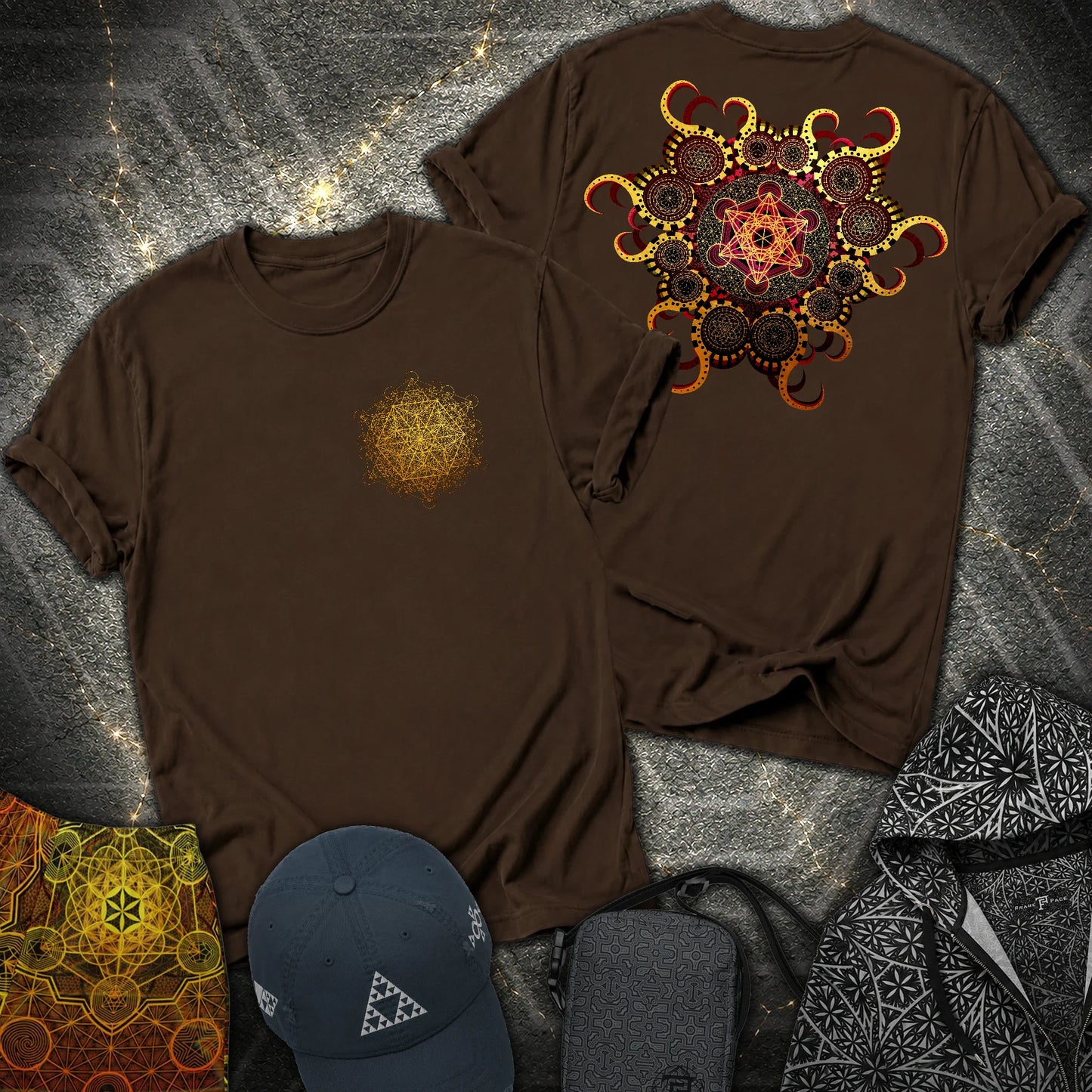 Organic Metatron 2 Sided T-Shirt - Organic Metatron 2 Sided T-Shirt - Dark Chocolate