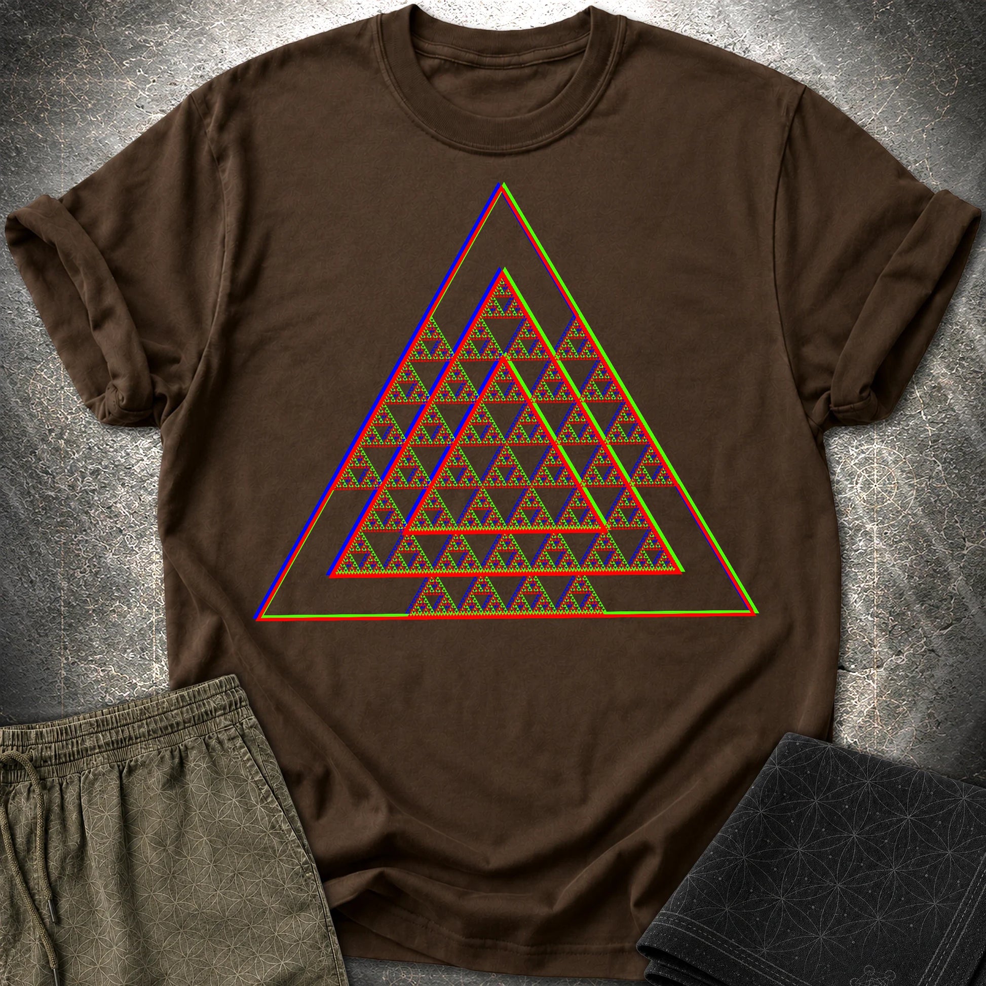 Sierpinski Glitch Triangle T-Shirt - Sierpinski Glitch Triangle T-Shirt - Dark Chocolate