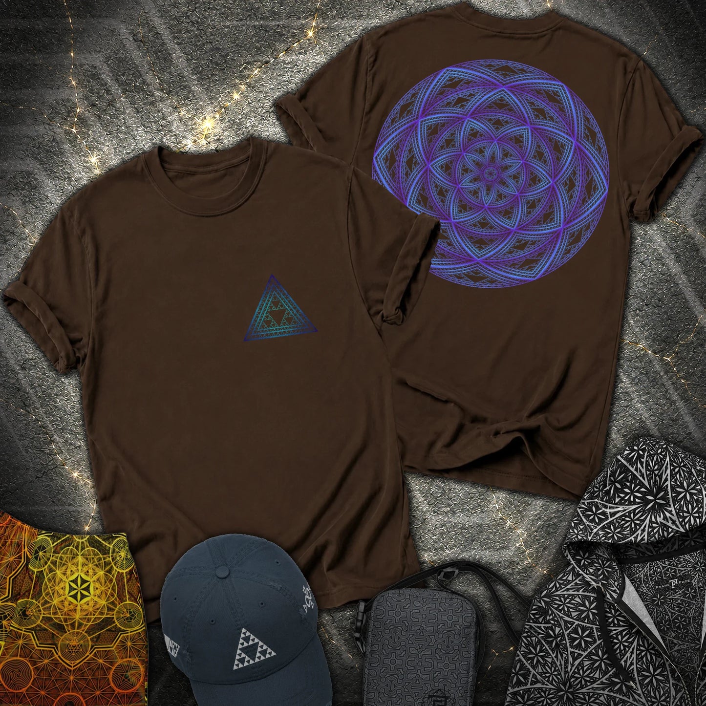 Sierpinski Seed Of Life 2 Sided T-Shirt - Sierpinski Seed Of Life 2 Sided T-Shirt - Dark Chocolate