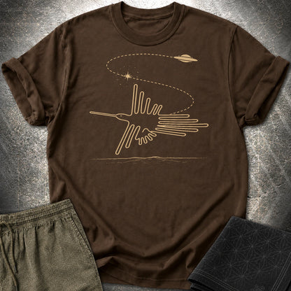 Geoglif Ptaka I Latający Spodek - Geoglif Ptaka I Latający Spodek T-Shirt - Dark Chocolate