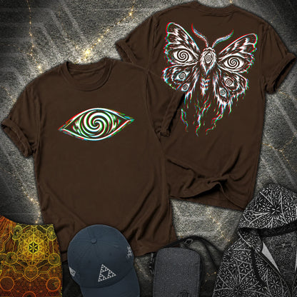 Hypnotic Eye Moth 2 Sided T-Shirt - Hypnotic Eye Moth 2 Sided T-Shirt - Dark Chocolate