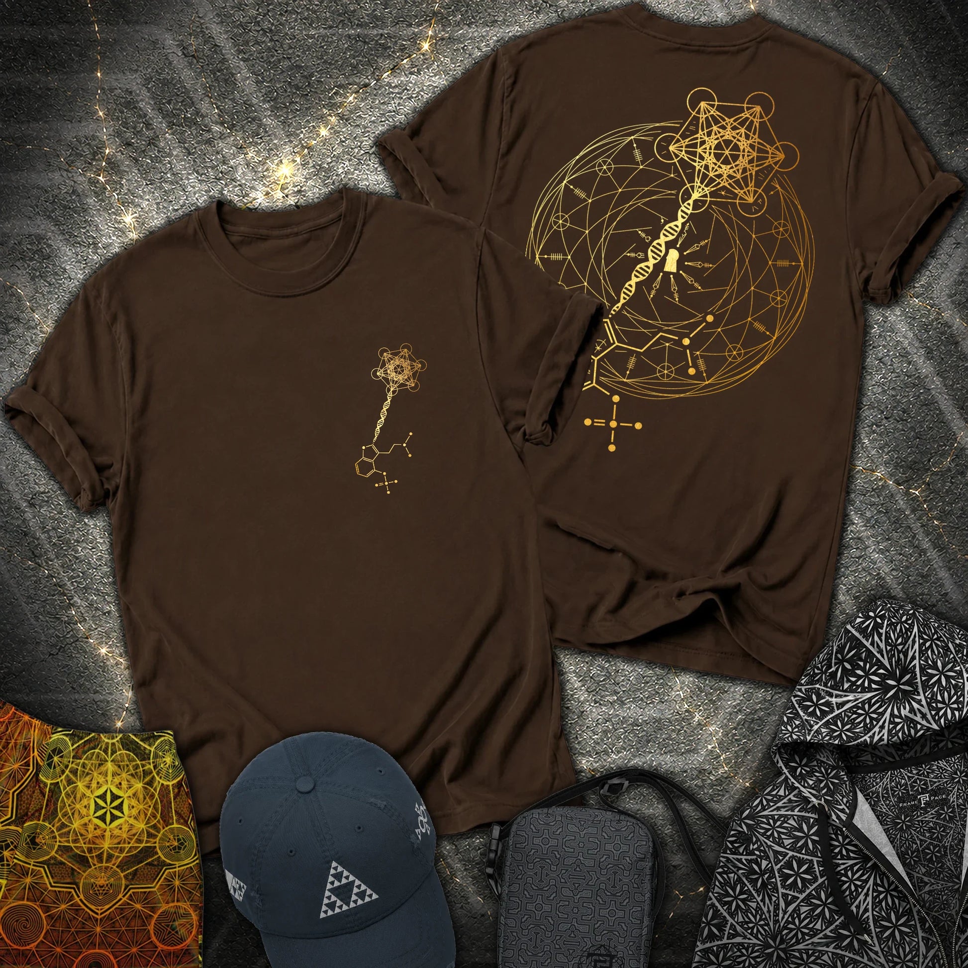Psilocybin Key To Universe 2 Sided T-Shirt - Psilocybin Key To Universe 2 Sided T-Shirt - Dark Chocolate