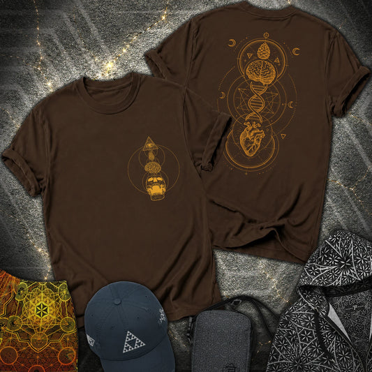 Tools Of The Trade Brain-Heart Coherence 2 Sided T-Shirt - Tools Of The Trade Brain-Heart Coherence 2 Sided T-Shirt - Dark Chocolate
