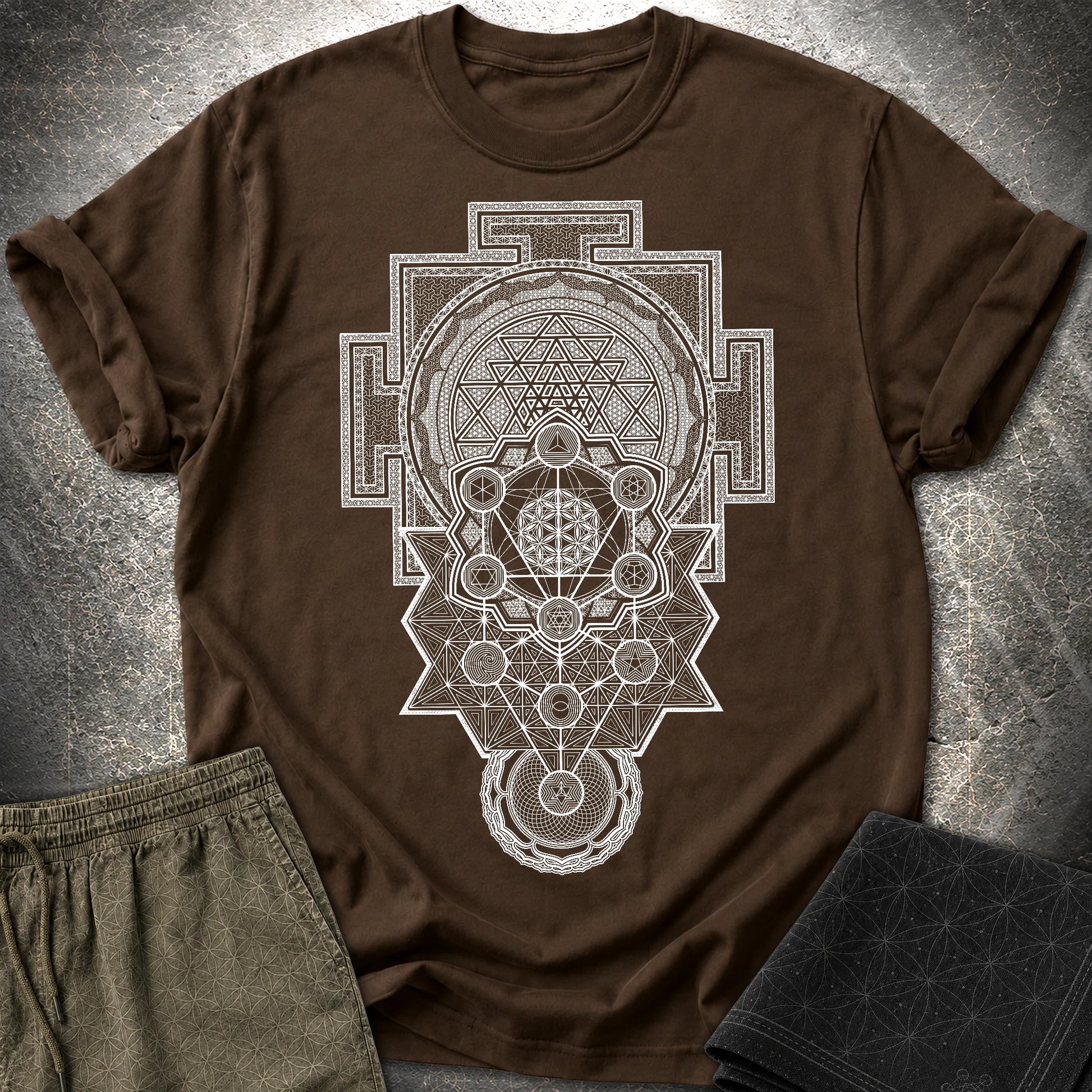 Sacred Geometry Encyclopedia - Sacred Geometry Encyclopedia T-Shirt - Dark Chocolate