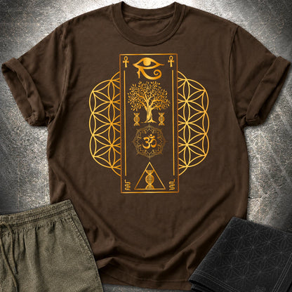 Flower Of Life Horus Egypt T-Shirt - Flower Of Life Horus Egypt T-Shirt - Dark Chocolate