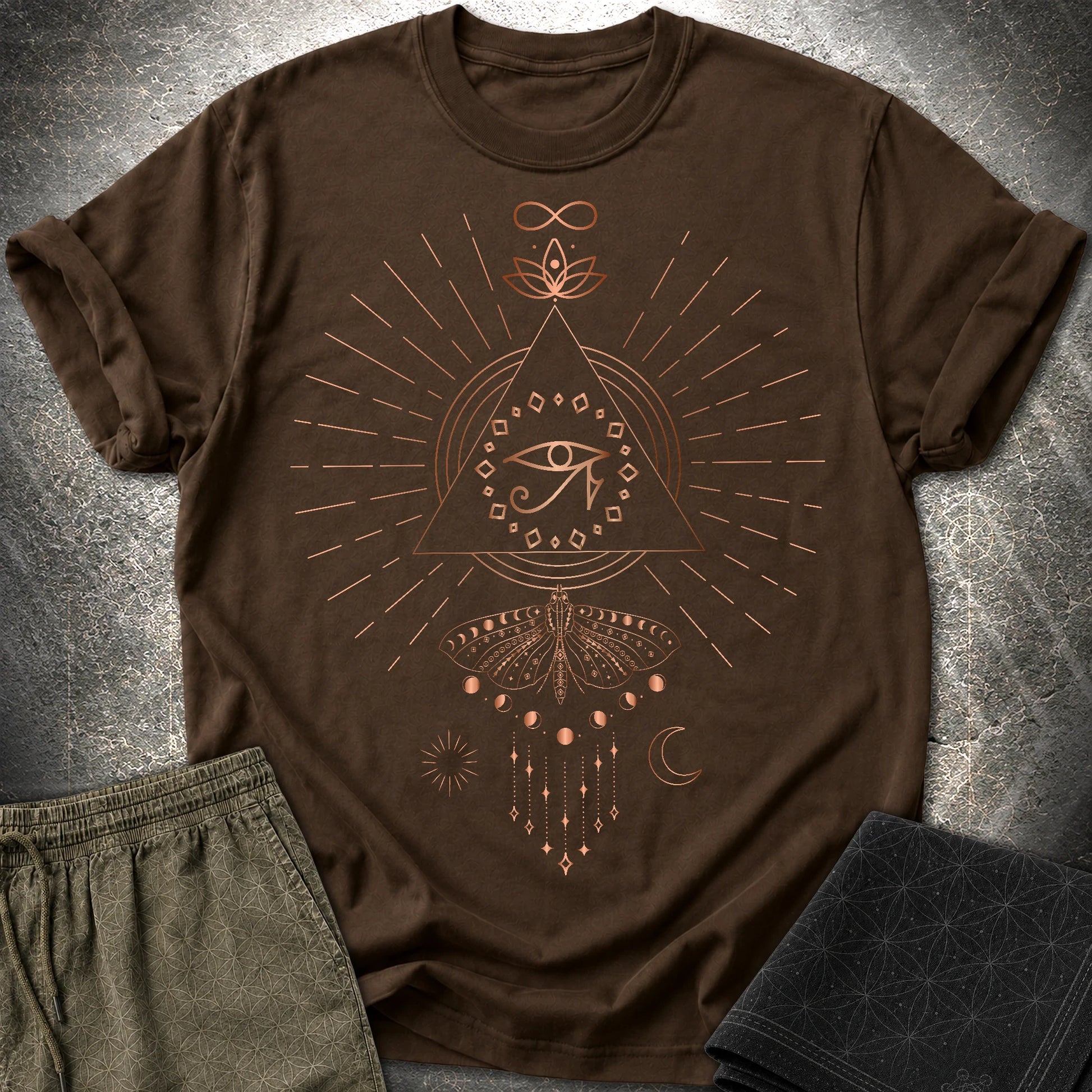 Ra Mystical Moth T-Shirt - Ra Mystical Moth T-Shirt - Dark Chocolate