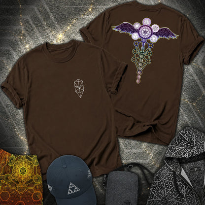 Winged Metatron Ascension 2 Sided T-Shirt - Winged Metatron Ascension 2 Sided T-Shirt - Dark Chocolate