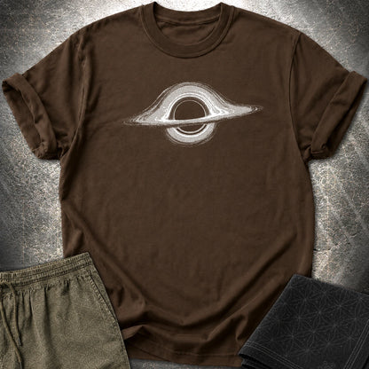 Black Hole T-Shirt, Cosmic Void Graphic Tee, Space Singularity Shirt, Minimal Astronomy Sci Fi Tee - Black Hole T-Shirt, Cosmic Void Graphic Tee, Space Singularity Shirt, Minimal Astronomy Sci Fi Tee - Dark Chocolate