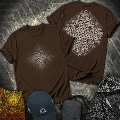 Cymatic Frequency 2 Sided T-Shirt - Cymatic Frequency 2 Sided T-Shirt - Dark Chocolate
