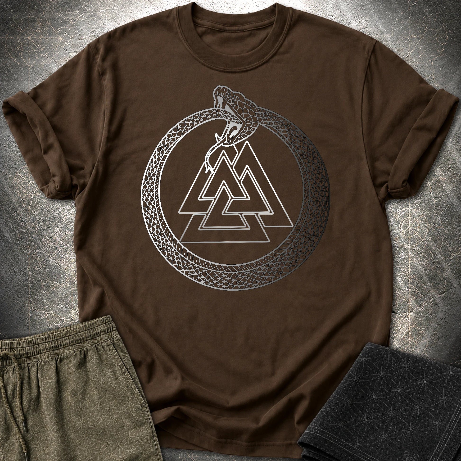 Valknut Ouroboros T-Shirt - Valknut Ouroboros T-Shirt - Dark Chocolate