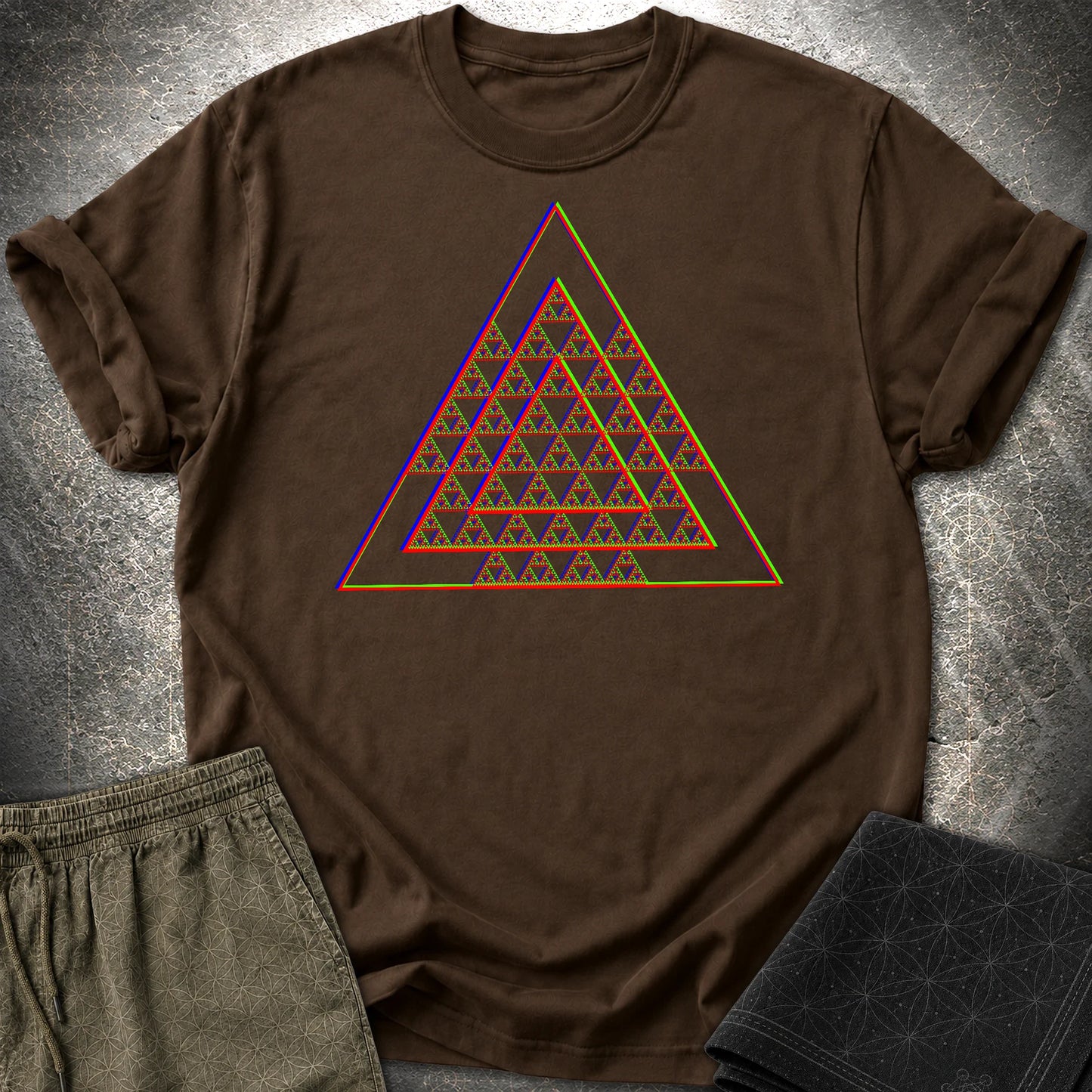 Sierpinski Glitch Triangle T-Shirt - Sierpinski Glitch Triangle T-Shirt - Dark Chocolate