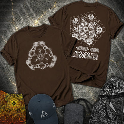 Cymatics, Energy Frequency Vibration Comfort 2 Sided T-Shirt - Cymatics, Energy Frequency Vibration 2 Sided T-Shirt - Dark Chocolate