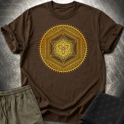 Metatron's Cube Radiating Merkaba T-Shirt - Metatron's Cube Radiating Merkaba T-Shirt - Dark Chocolate