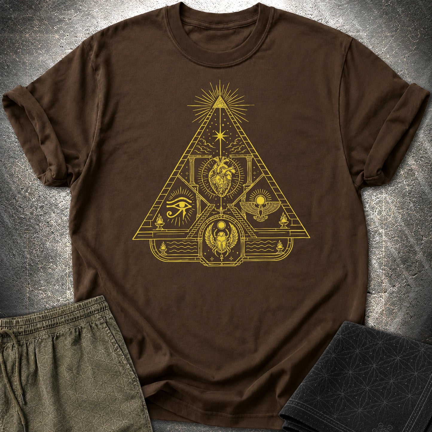 Mystic Pyramid of the Sacred Heart - Mystic Pyramid of the Sacred Heart T-Shirt - Dark Chocolate