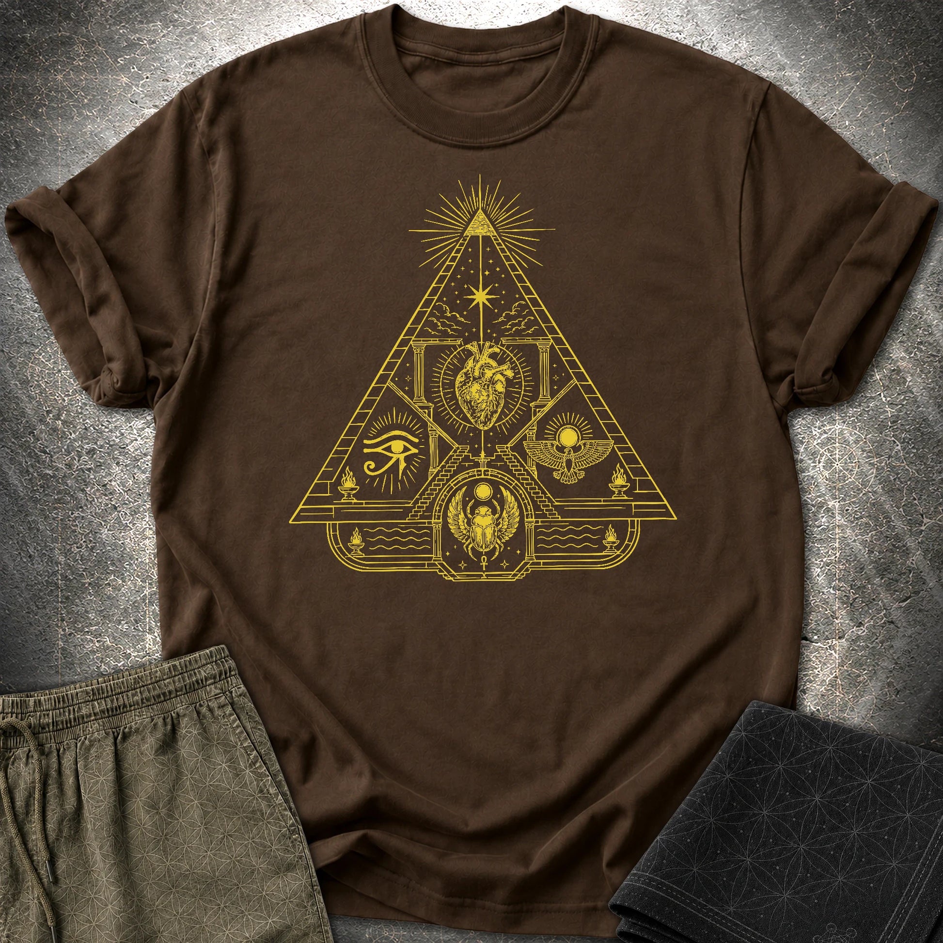 Mystic Pyramid of the Sacred Heart - Mystic Pyramid of the Sacred Heart T-Shirt - Dark Chocolate