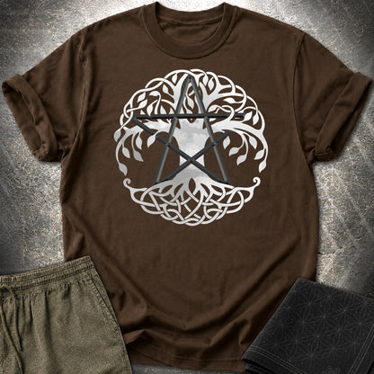 Pagan Celtic Tree Wicca T-Shirt - Pagan Celtic Tree Wicca T-Shirt - Dark Chocolate