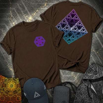 3D Sierpinski Fractal 2 Sided T-Shirt - 3D Sierpinski Fractal 2 Sided T-Shirt - Dark Chocolate