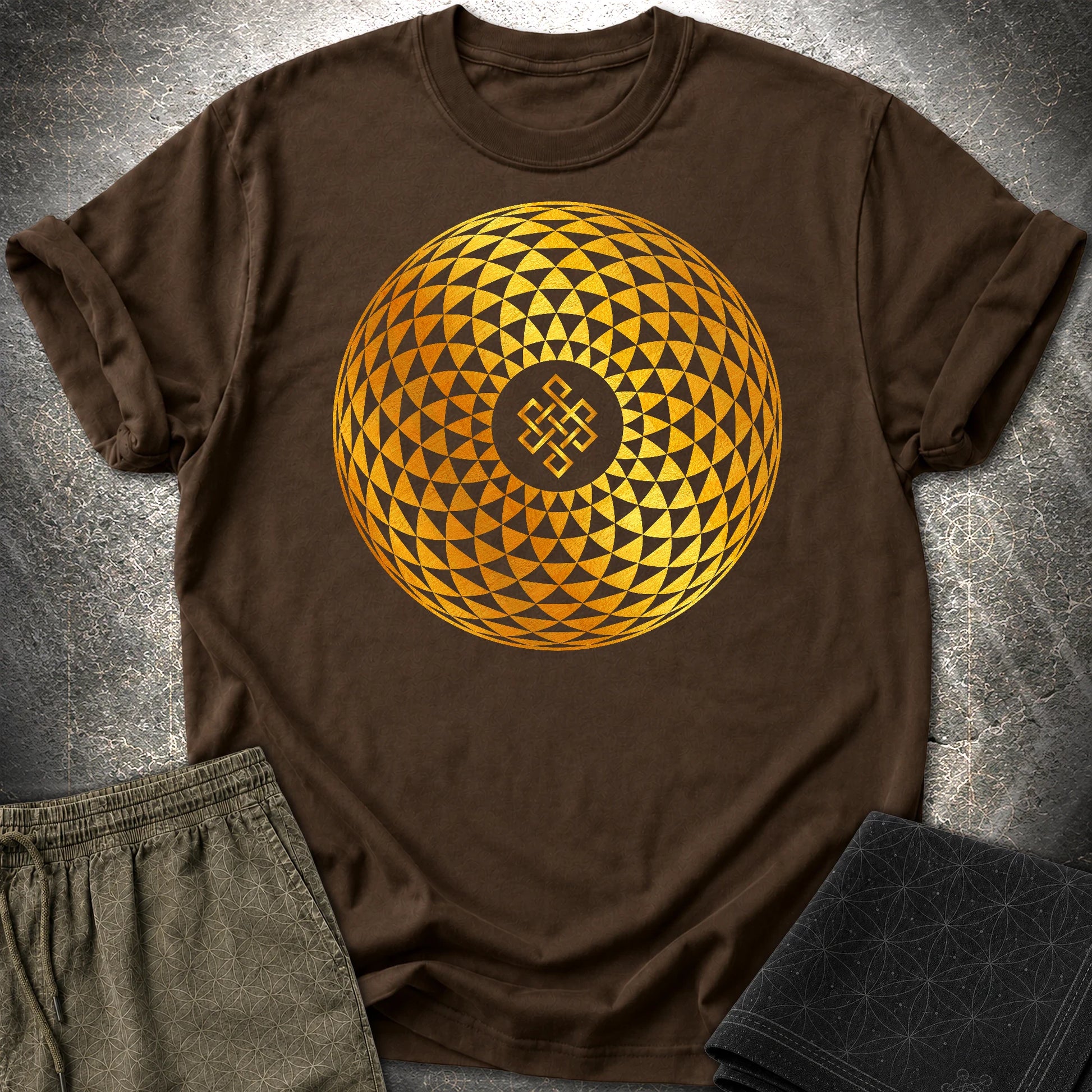 Gold Endless Knot T-Shirt - Gold Endless Knot T-Shirt - Dark Chocolate