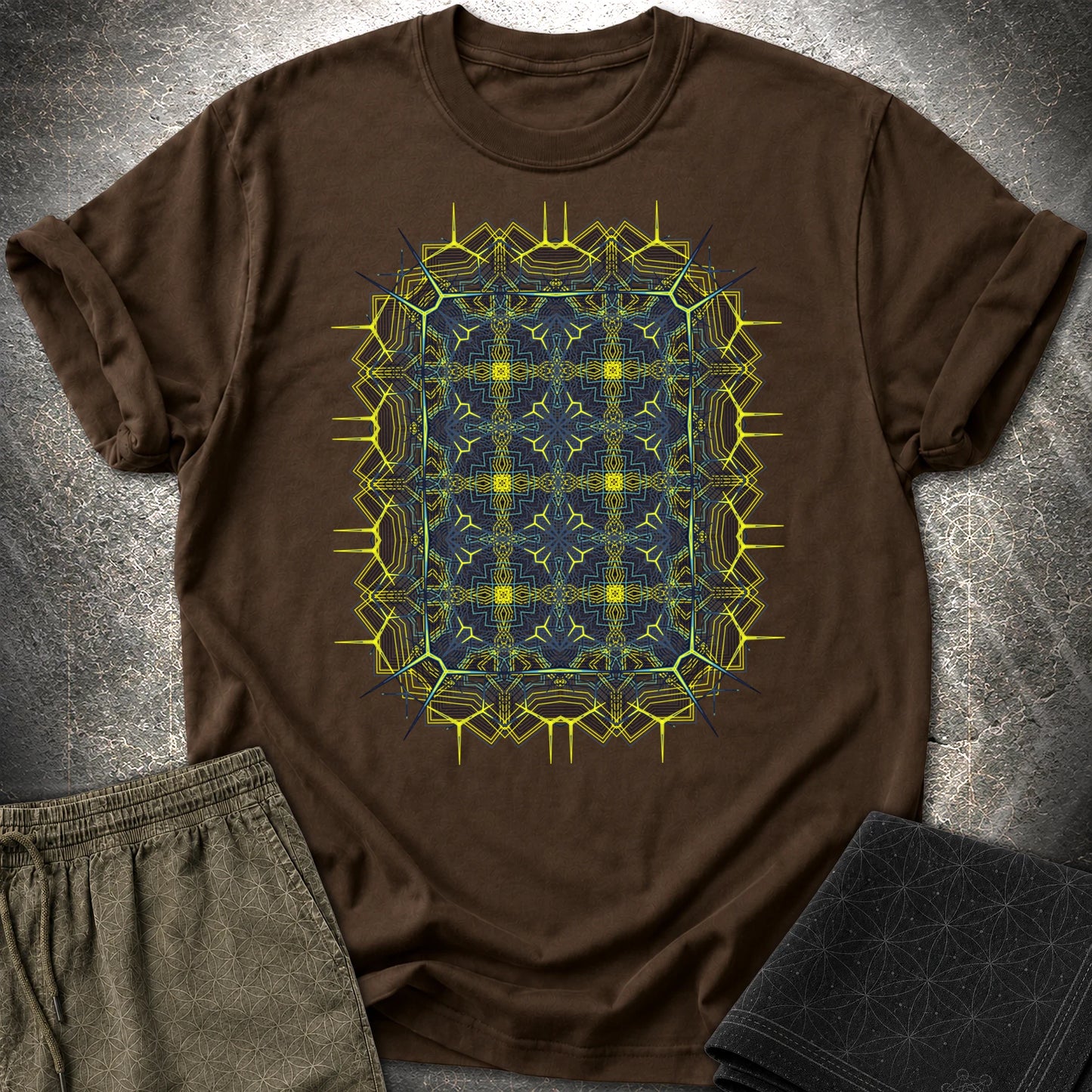 Electric Geometric Matrix - Electric Geometric Matrix T-Shirt - Dark Chocolate