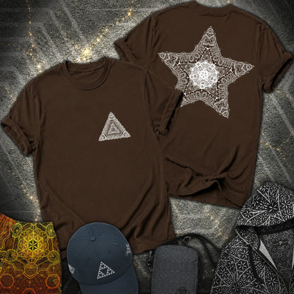 Geometric Sacred Star 2 Sided T-Shirt - Geometric Sacred Star 2 Sided T-Shirt - Dark Chocolate