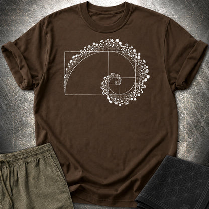 Golden Ratio Flower Spiral T-Shirt - Golden Ratio Flower Spiral T-Shirt - Dark Chocolate