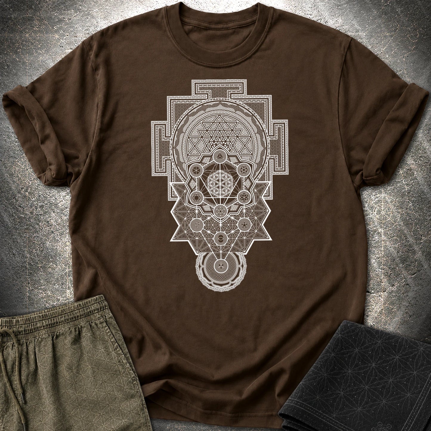 Sacred Geometry Encyclopedia T-Shirt - Sacred Geometry Encyclopedia T-Shirt - Dark Chocolate